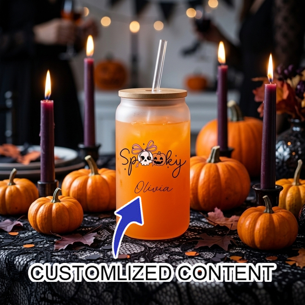 Coffee Equipment Names - Bicchiere di Vetro Personalizzato per Halloween