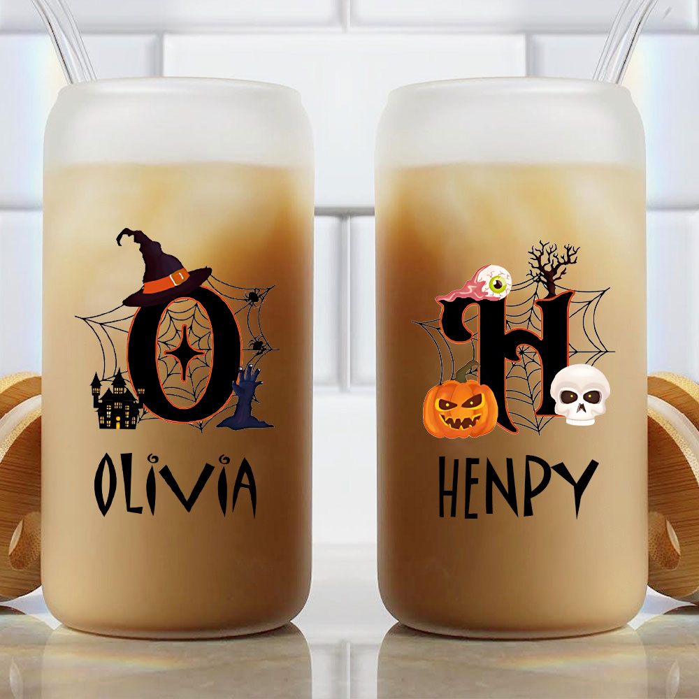 Coffee Equipment Names - Bicchiere in vetro personalizzato per Halloween